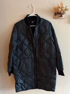 Eddie Bauer Quilted Long Puffer Coat in Black
